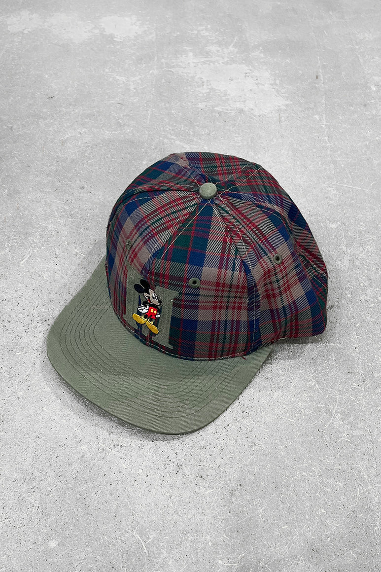 90'S MICKEY 6PANEL CHECK CAP / KHAKI [ONE SIZE USED]