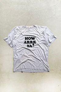 MADE IN USA 80'S HOW ARRR YA? MESSAGE T-SHIRT / GREY [SIZE: L USED]