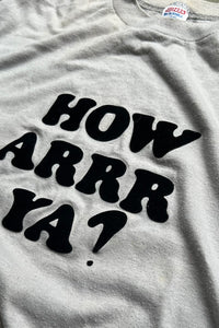 MADE IN USA 80'S HOW ARRR YA? MESSAGE T-SHIRT / GREY [SIZE: L USED]