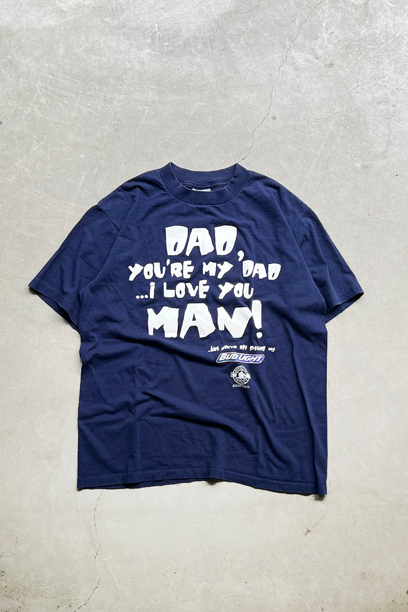 MADE IN USA 96'S BUD LIGHT MESSAGE T-SHIRT / NAVY [SIZE: L USED]