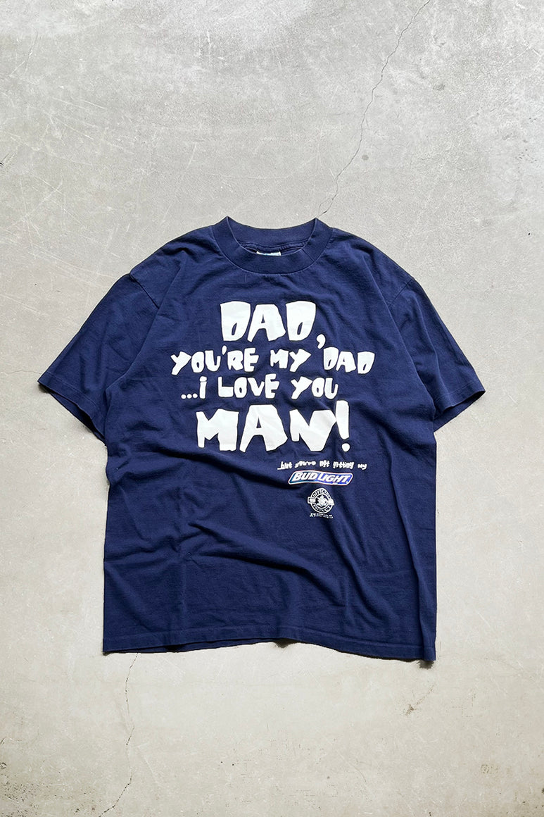 MADE IN USA 96'S BUD LIGHT MESSEGE T-SHIRT / NAVY [SIZE: L USED]