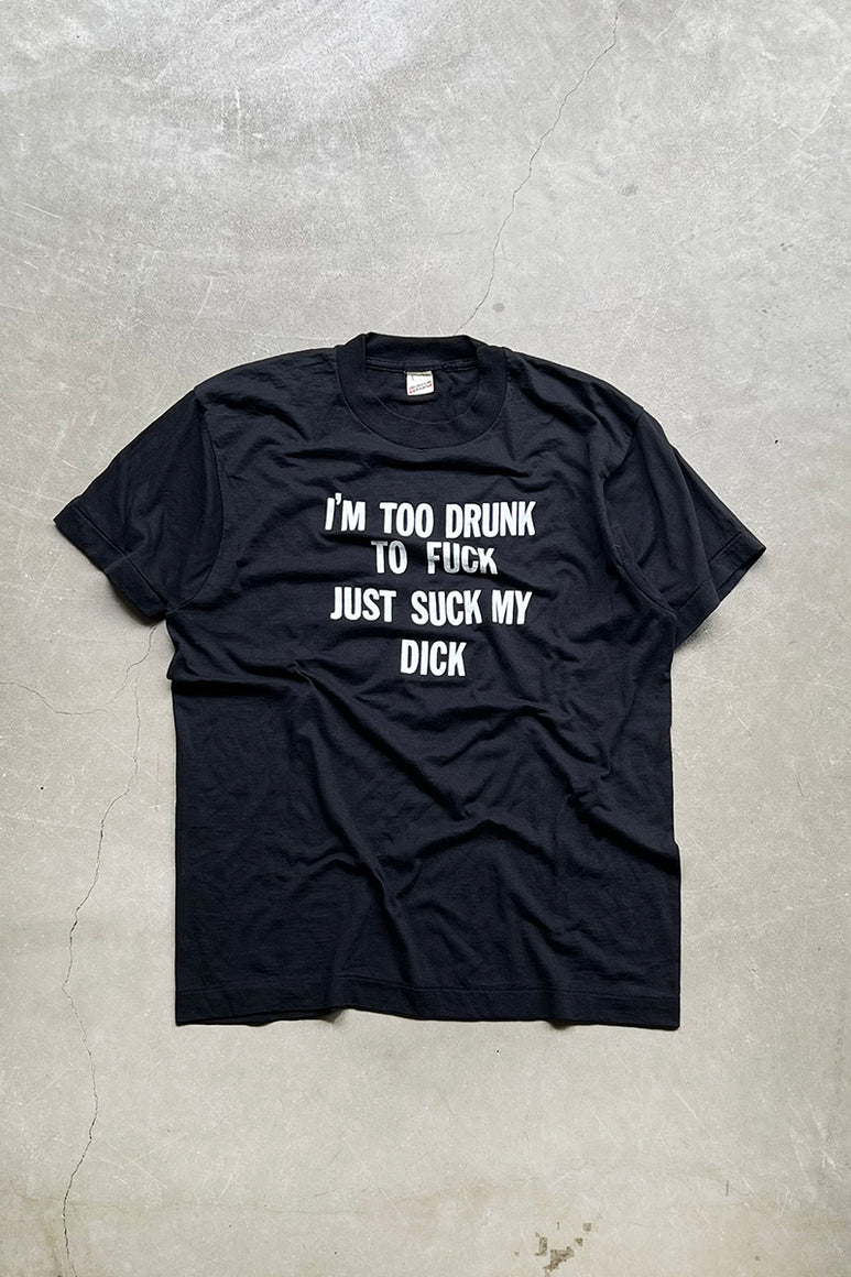 MADE IN USA 89'S MESSAGE SUCK MY DICK T-SHIRT / BLACK [SIZE: L USED]