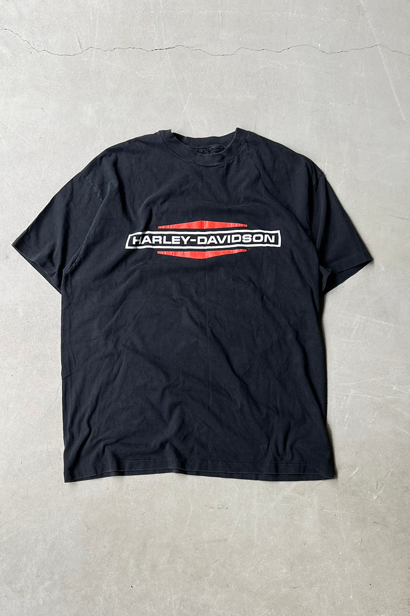 MADE IN USA 92'S SCHAEFFER'S PRINT T-SHIRT / BLACK [SIZE: XL USED]