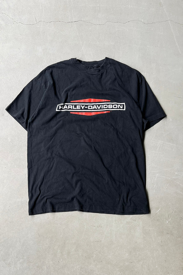 MADE IN USA 92'S SCHAEFFER'S PRINT T-SHIRT / BLACK [SIZE: XL USED]
