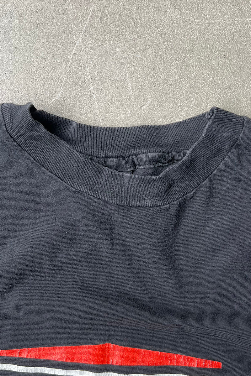 MADE IN USA 92'S SCHAEFFER'S PRINT T-SHIRT / BLACK [SIZE: XL USED]