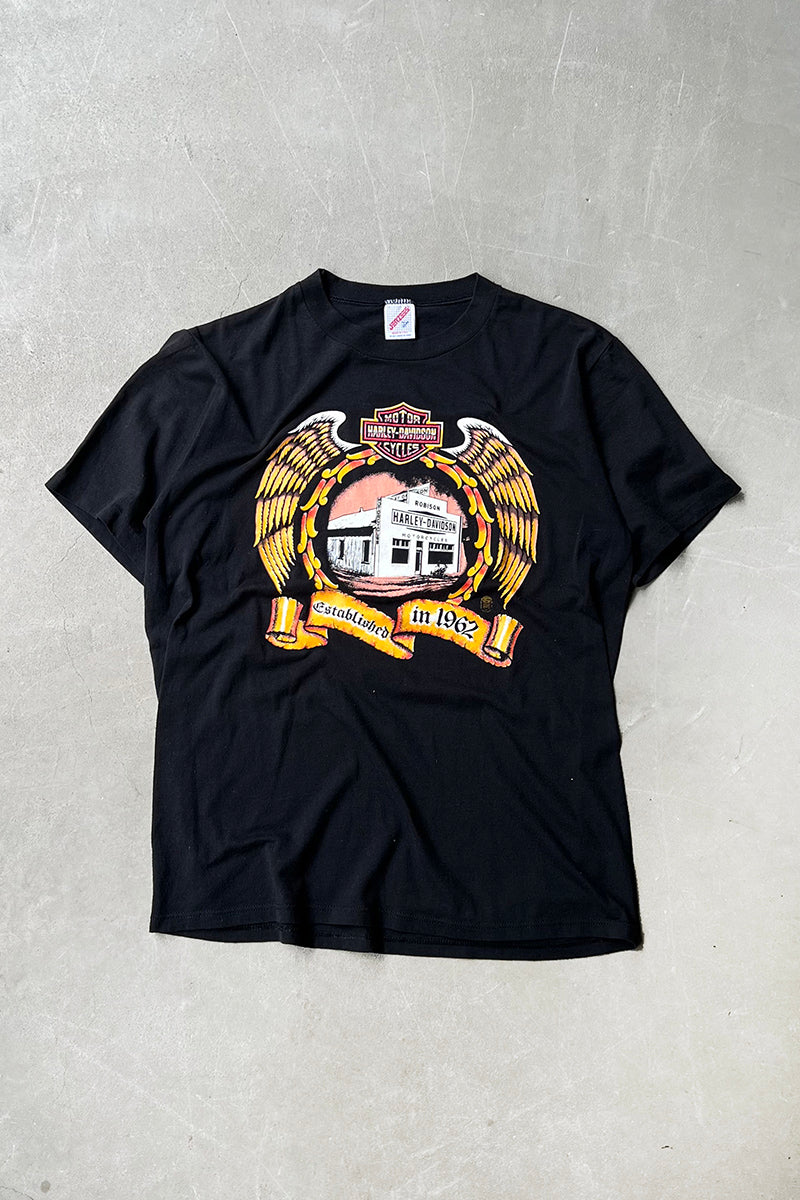 MADE IN USA 90'S HARLEY DAVIDSON ROBISON T-SHIRT / BLACK [SIZE: L USED]