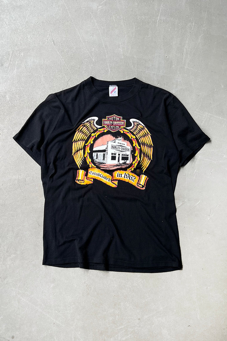 MADE IN USA 90'S HARLEY DAVIDSON ROBISON T-SHIRT / BLACK [SIZE: L USED]