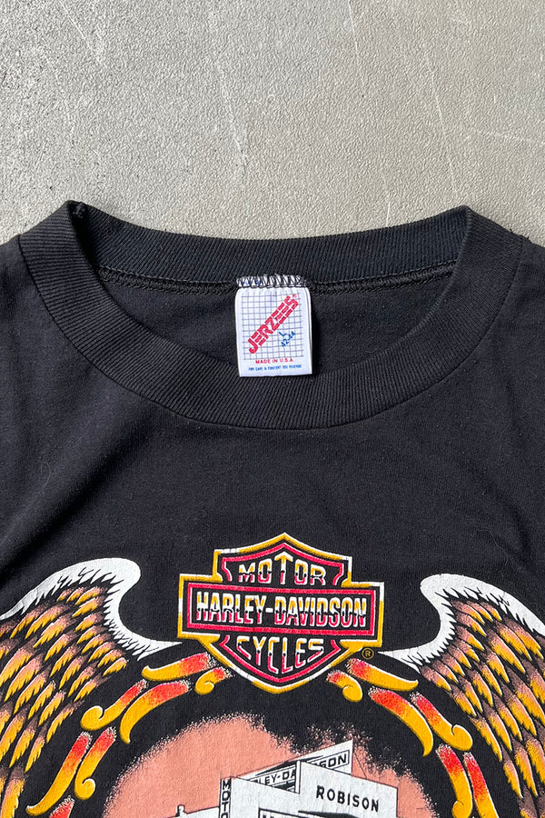 MADE IN USA 90'S HARLEY DAVIDSON ROBISON T-SHIRT / BLACK [SIZE: L USED]