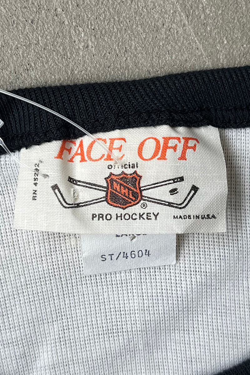 MADE IN USA 80'S L/S HOCKEY T-SHIRT / WHITE [SIZE: L DEADSTOCK/NOS]