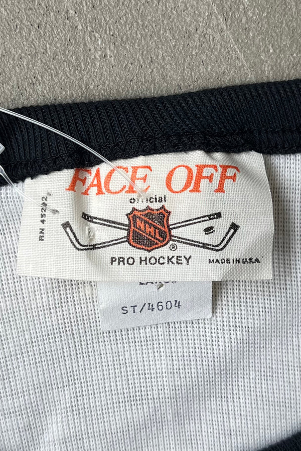 MADE IN USA 80'S L/S HOCKEY T-SHIRT / WHITE [SIZE: L DEADSTOCK/NOS]