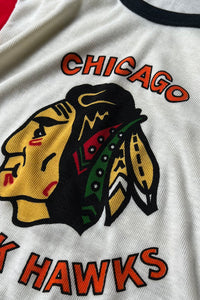 MADE IN USA 80'S L/S HOCKEY T-SHIRT / WHITE [SIZE: L DEADSTOCK/NOS]