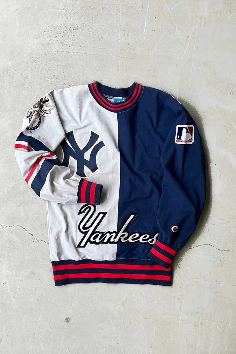 90'S MLB NY YANKEES L/S T-SHIRT / GRAY [SIZE: S USED]