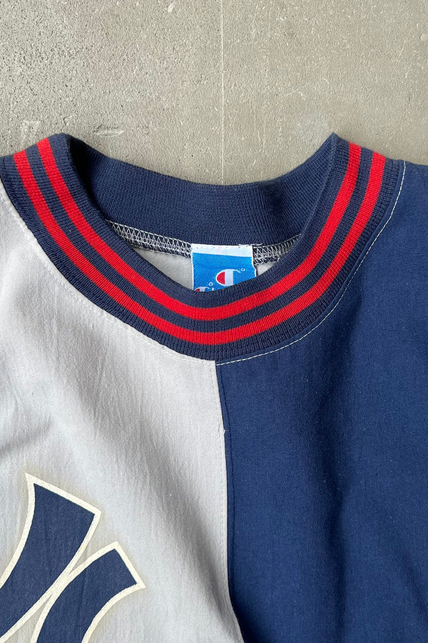 90'S MLB NY YANKEES L/S T-SHIRT / GRAY [SIZE: S USED]