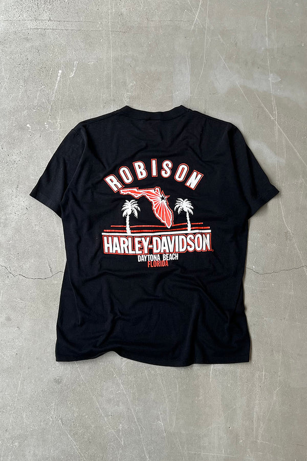 MADE IN USA 90'S HARLEY DAVIDSON ROBISON T-SHIRT / BLACK [SIZE: L USED]
