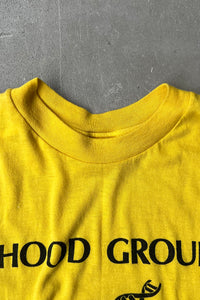 MADE IN USA 87'S HOOD GROUP T-SHIRT / YELLOW [SIZE: L USED]