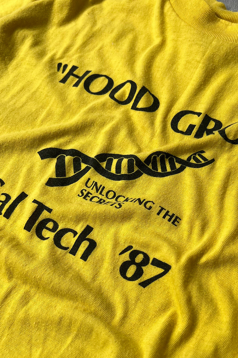 MADE IN USA 87'S HOOD GROUP T-SHIRT / YELLOW [SIZE: L USED]