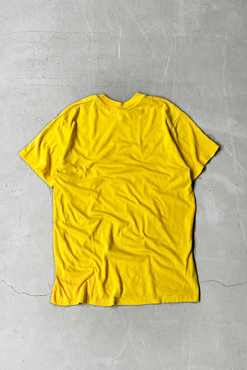 MADE IN USA 87'S HOOD GROUP T-SHIRT / YELLOW [SIZE: L USED]