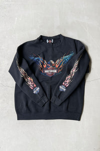 MADE IN USA Y2K 00'S FLAME SWEATSHIRT / BLACK [SIZE: L USED]