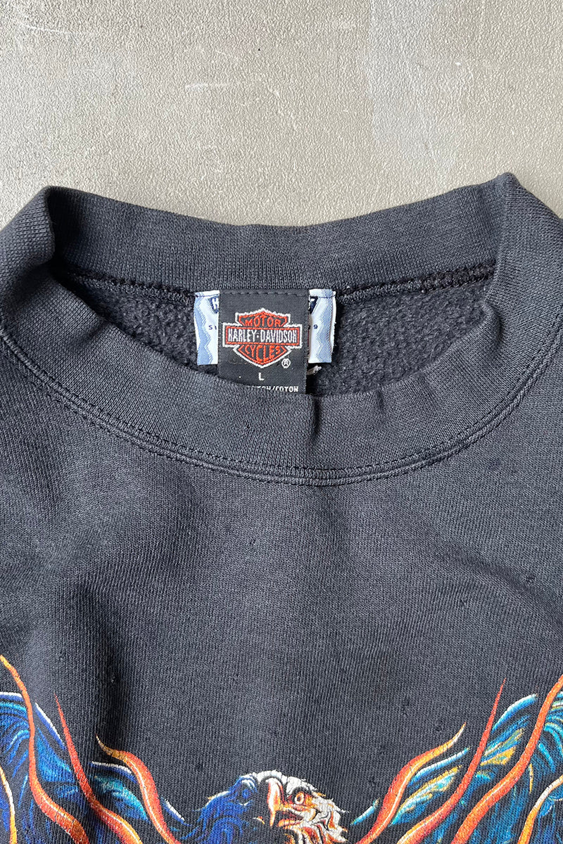 MADE IN USA Y2K 00'S FLAME SWEATSHIRT / BLACK [SIZE: L USED]