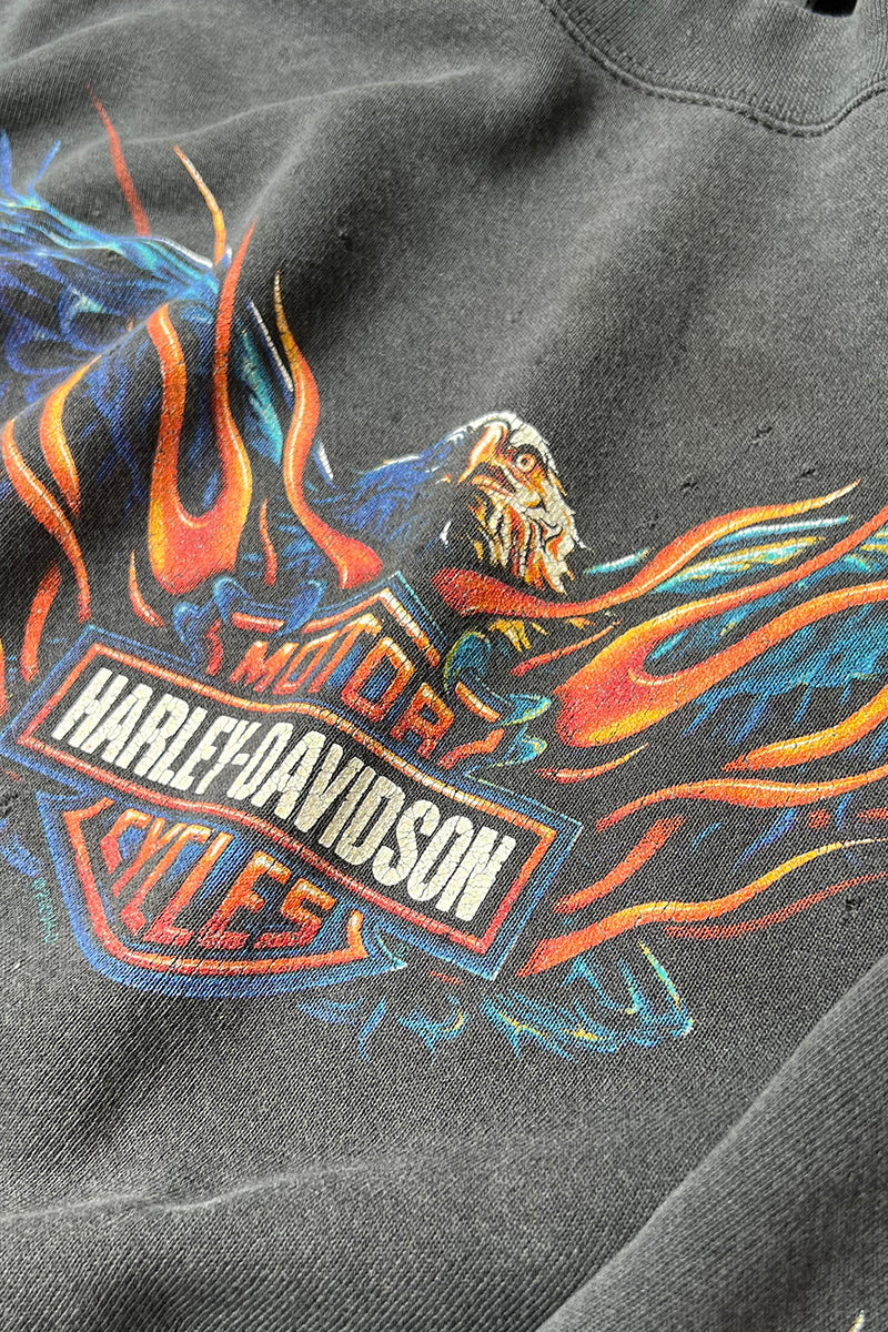 MADE IN USA Y2K 00'S FLAME SWEATSHIRT / BLACK [SIZE: L USED]