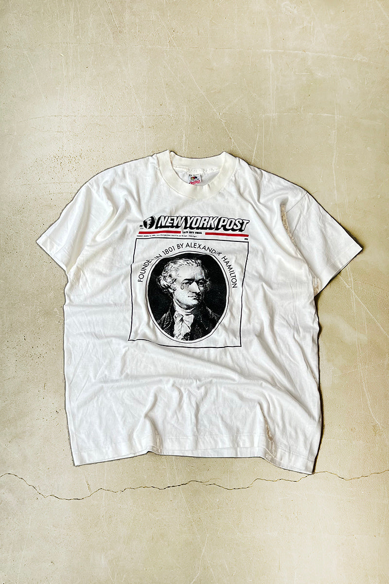 MADE IN USA 93'S NEW YORK POST T-SHIRT / WHITE [SIZE: XL USED]