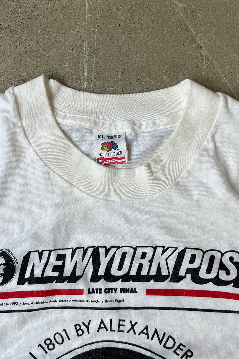 MADE IN USA 93'S NEW YORK POST T-SHIRT / WHITE [SIZE: XL USED]
