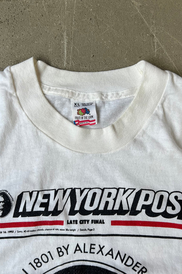 MADE IN USA 93'S NEW YORK POST T-SHIRT / WHITE [SIZE: XL USED]