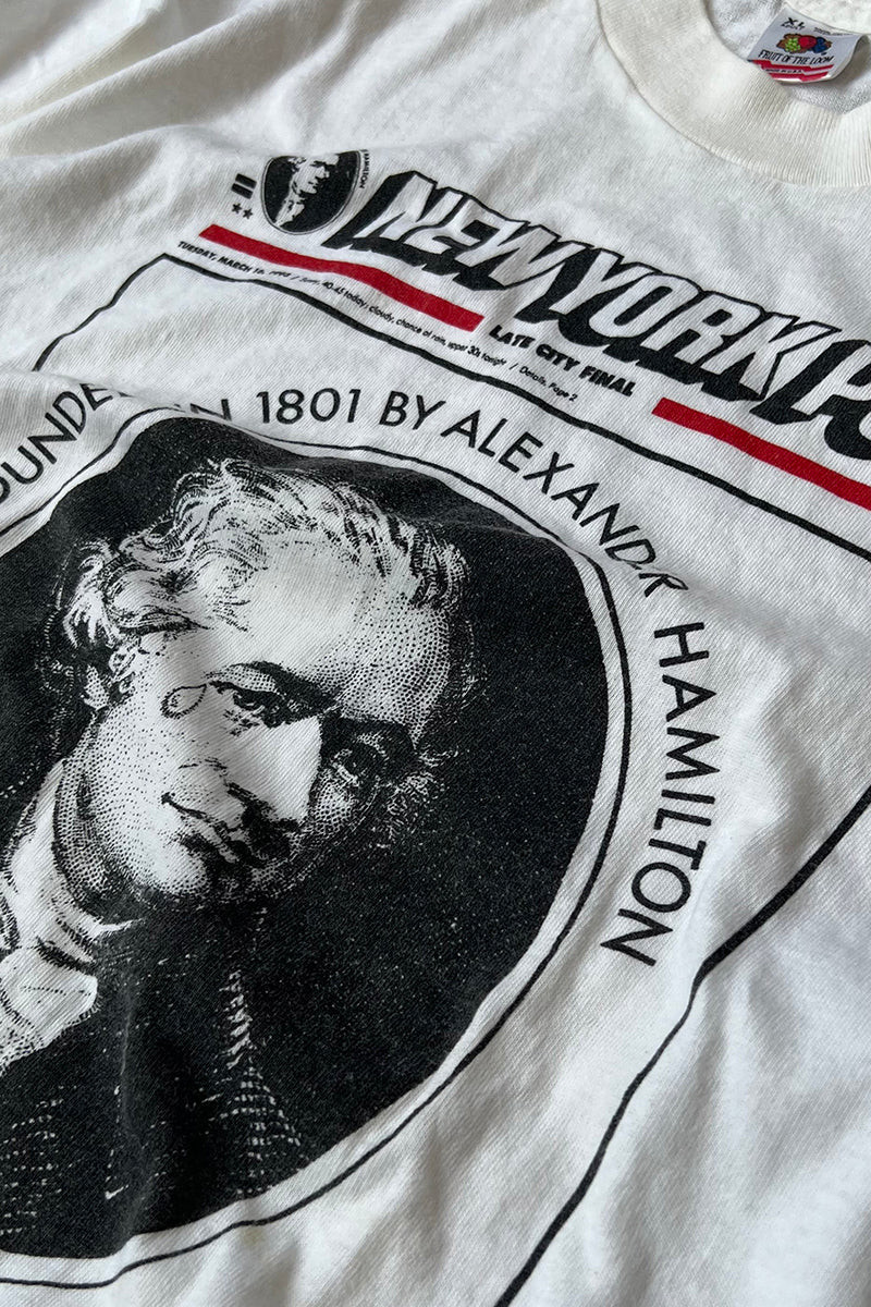 MADE IN USA 93'S NEW YORK POST T-SHIRT / WHITE [SIZE: XL USED]