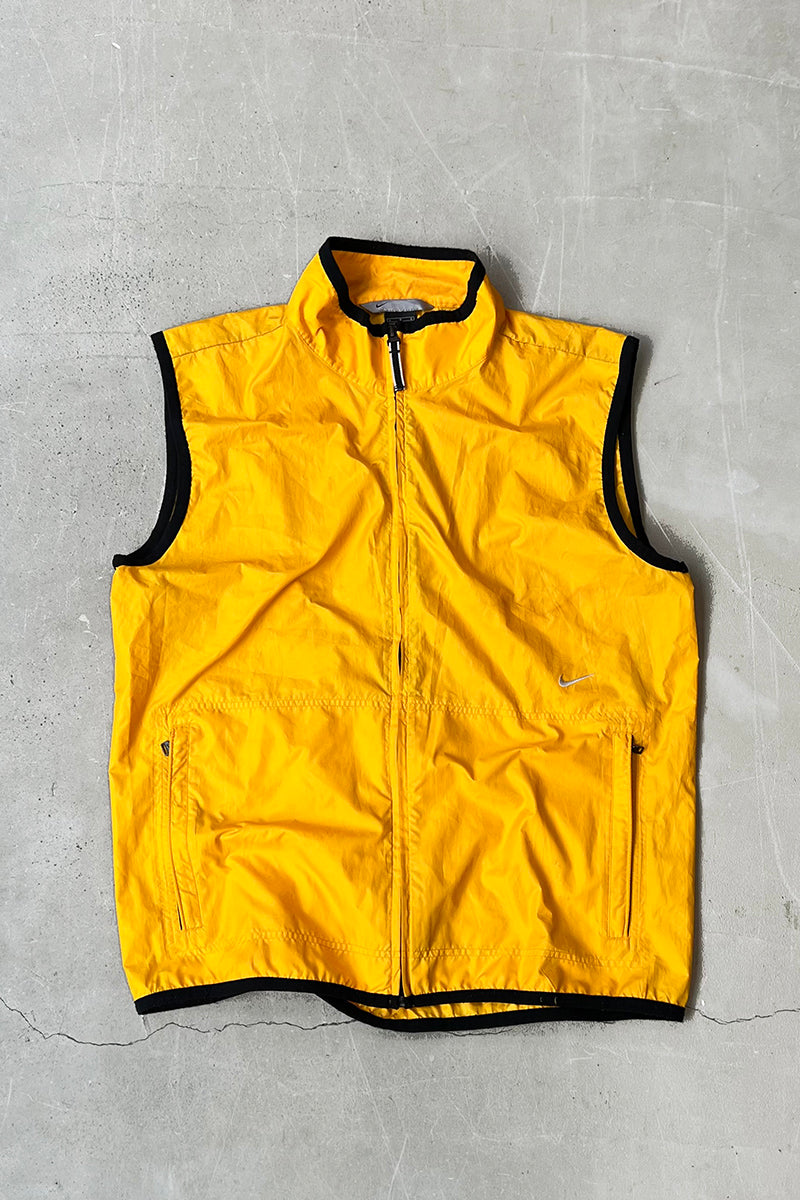 Y2K EARLY 00'S NYLON VEST / YELLOW [SIZE: L USED]