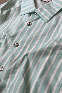 17SS S/S STRIPE SHIRT / GREEN [SIZE: S USED]