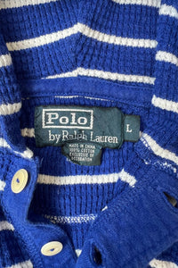 90'S L/S BORDER THERMAL HOODIE / BLUE [SIZE: L USED]