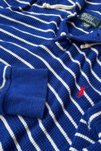 90'S L/S BORDER THERMAL HOODIE / BLUE [SIZE: L USED]