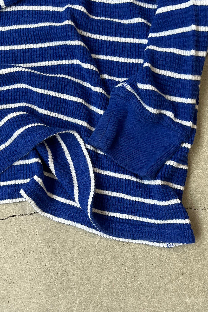 90'S L/S BORDER THERMAL HOODIE / BLUE [SIZE: L USED]