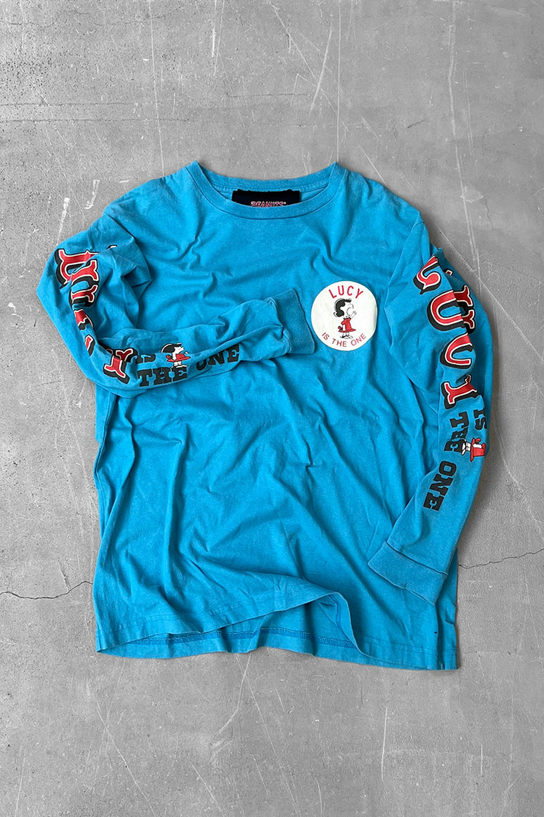 PEANUTS LUCY PRINT L/S T-SHIRT / BLUE [SIZE: M USED]