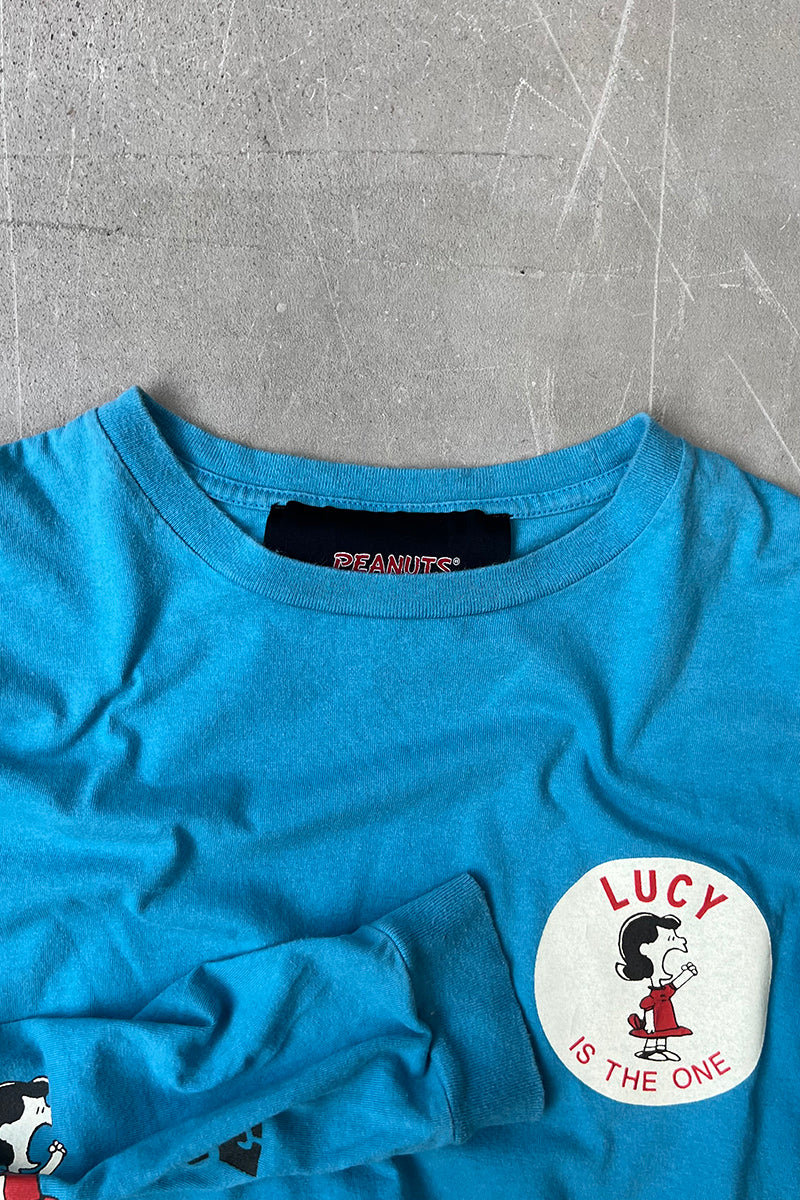 PEANUTS LUCY PRINT L/S T-SHIRT / BLUE [SIZE: M USED]