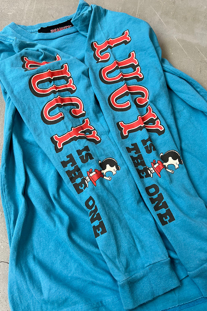 PEANUTS LUCY PRINT L/S T-SHIRT / BLUE [SIZE: M USED]