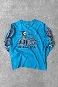 PEANUTS LUCY PRINT L/S T-SHIRT / BLUE [SIZE: M USED]