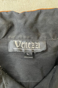 90'S CUBA LEATHER DESIGN S/S SHIRT / BLACK [SIZE: L USED]