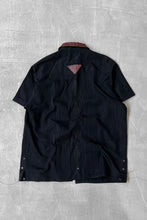 画像をギャラリービューアに読み込む, 90&#39;S CUBA LEATHER DESIGN S/S SHIRT / BLACK [SIZE: L USED]
