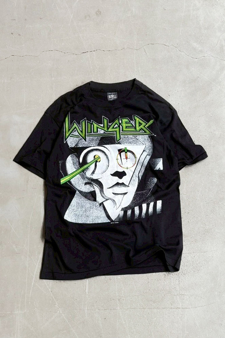 MADE IN USA 88'S WINGER BAND T-SHIRT / BLACK [SIZE: M USED]