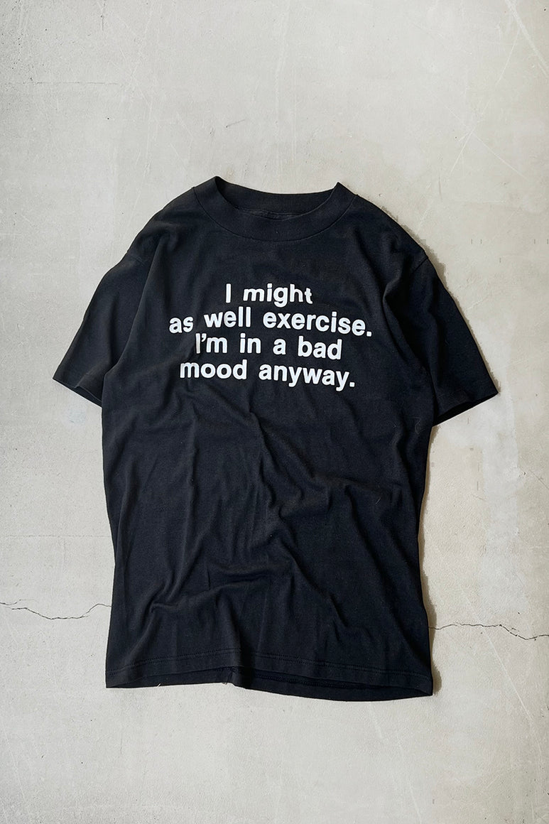 MADE IN USA 80'S I MIGHT MESSAGE T-SHIRT / BLACK [SIZE: M USED]