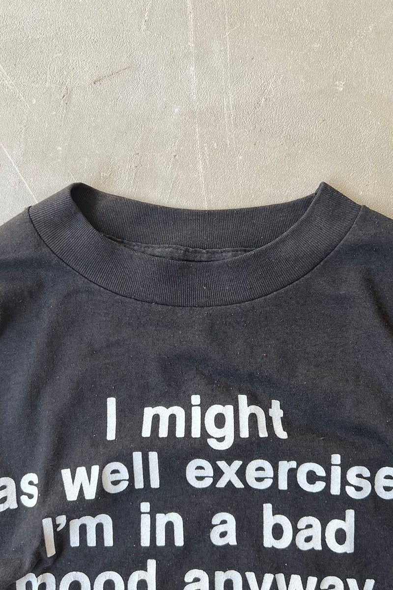 MADE IN USA 80'S I MIGHT MESSAGE T-SHIRT / BLACK [SIZE: M USED]