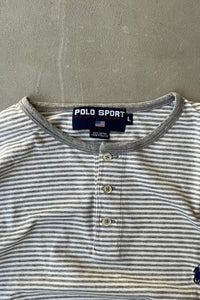 90'S HENLEY NECK T-SHIRT / GRAY [SIZE: L USED]