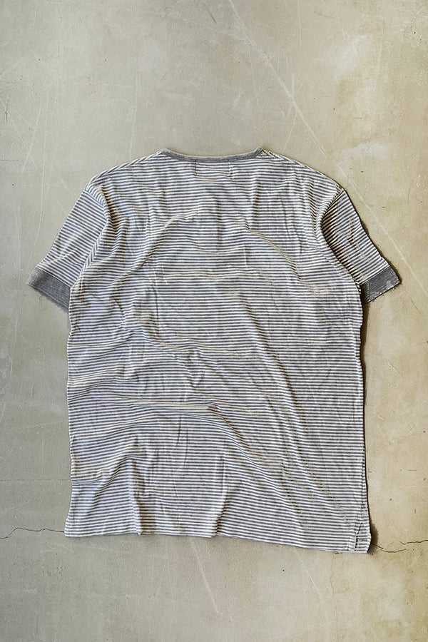 90'S HENLEY NECK T-SHIRT / GRAY [SIZE: L USED]