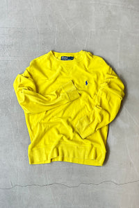 90'S SEED STITCH L/S T-SHIRT / YELLOW [SIZE: S USED]