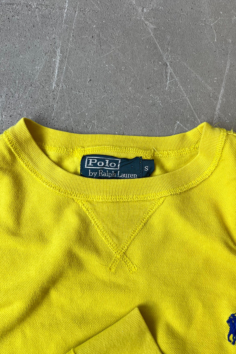 90'S SEED STITCH L/S T-SHIRT / YELLOW [SIZE: S USED]