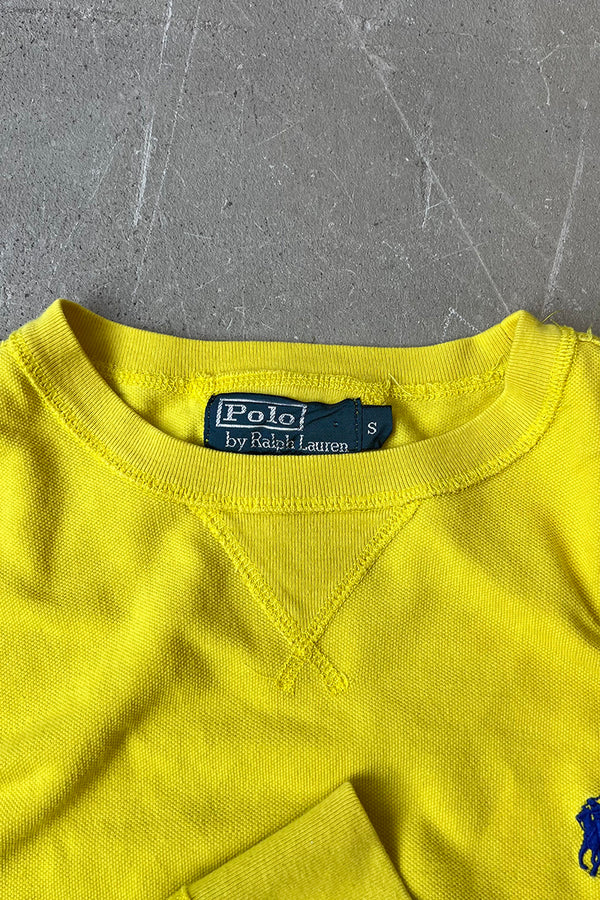 90'S SEED STITCH L/S T-SHIRT / YELLOW [SIZE: S USED]