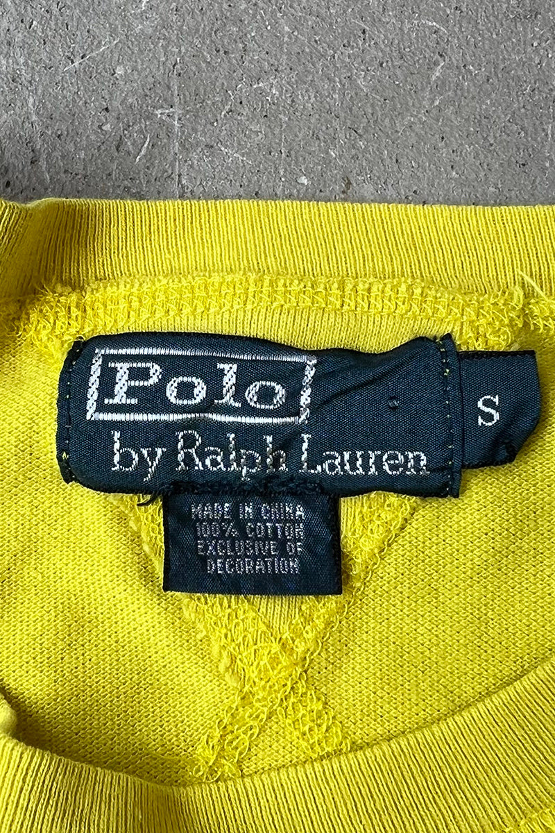 90'S SEED STITCH L/S T-SHIRT / YELLOW [SIZE: S USED]