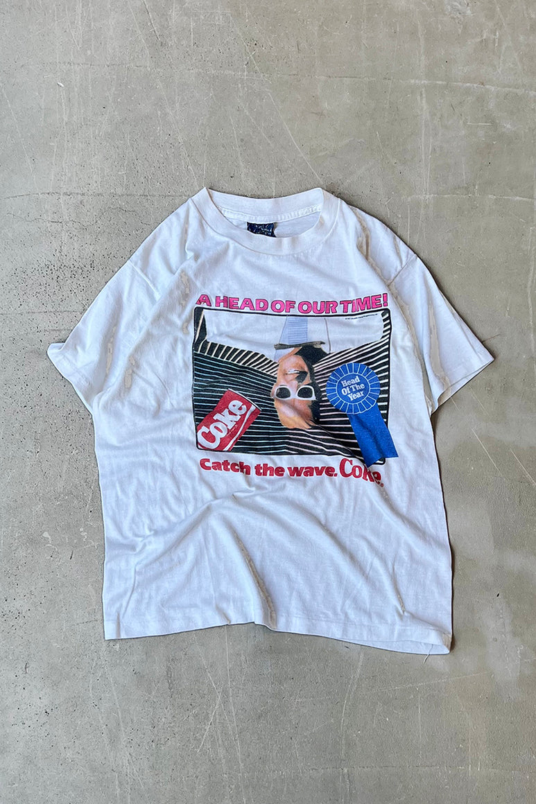 MADE IN USA 87'S COCA COLA ADVERTISING T-SHIRT / WHITE [SIZE: L USED]