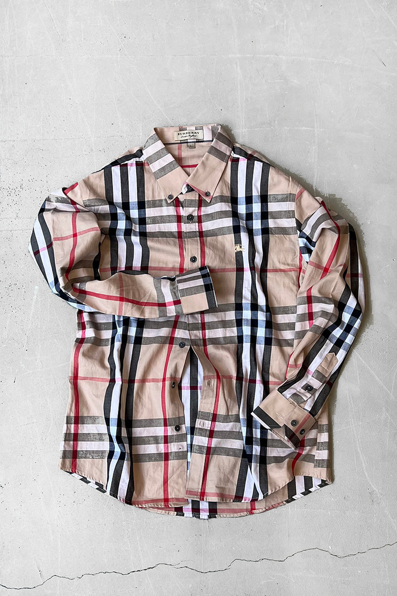MADE IN ITALY L/S NOVA CHECK SHIRT / BEIGE [SIZE: L USED]